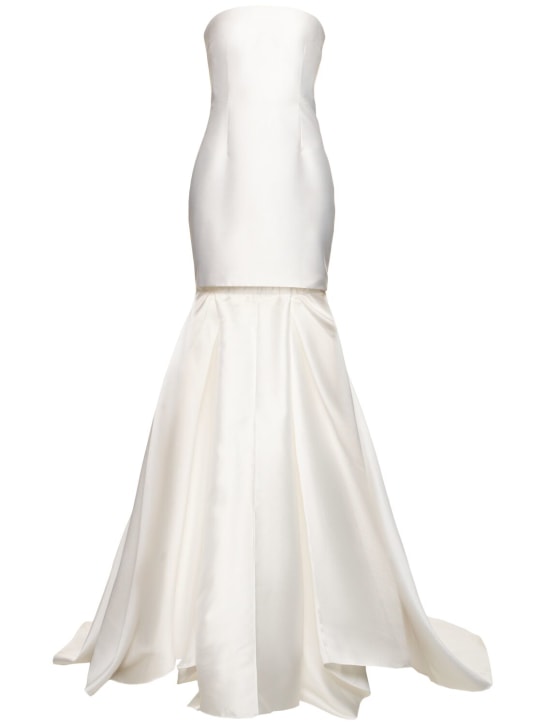 Solace London: Neva twill maxi dress - Beyaz - women_0 | Luisa Via Roma