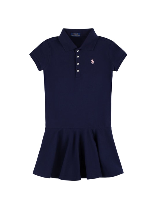 Polo Ralph Lauren: Cotton blend piquet polo dress - Koyu Mavi - kids-girls_0 | Luisa Via Roma