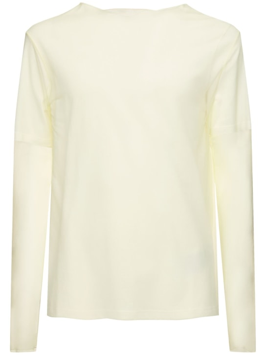 Jil Sander: Logo printed long sleeve shirt - Pistacchio cream - men_0 | Luisa Via Roma