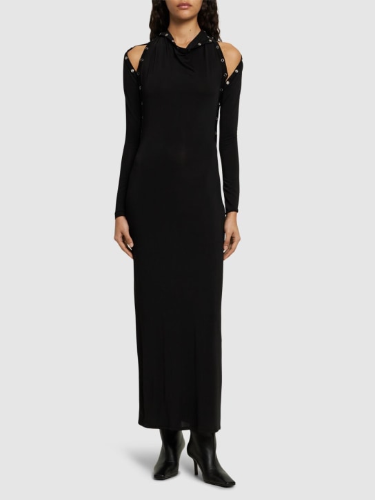 Y/PROJECT: Jersey long sleeve maxi dress w/ snaps - Siyah - women_1 | Luisa Via Roma