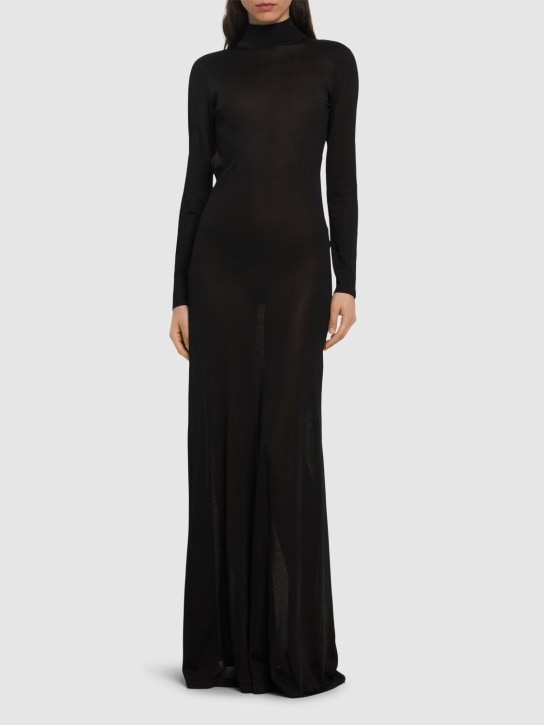 Tom Ford: Compact slinky viscose long dress - Black - women_1 | Luisa Via Roma