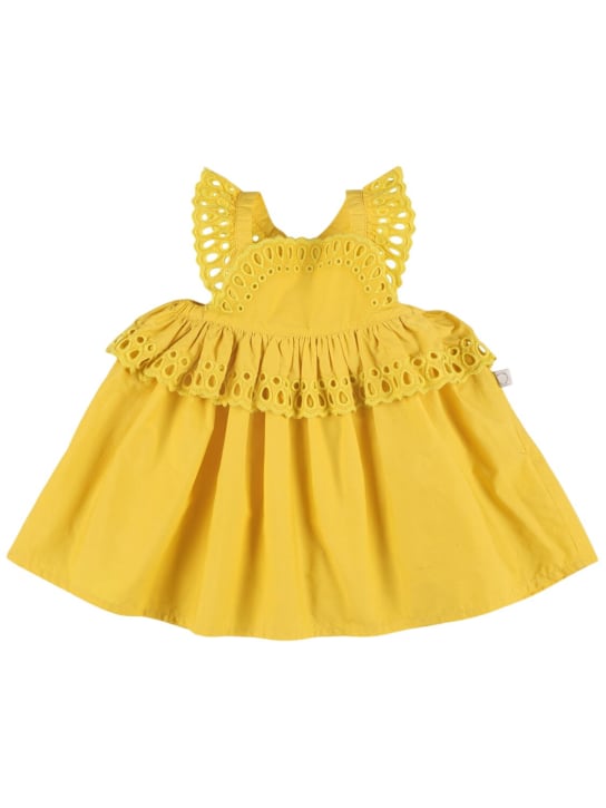 Stella Mccartney Kids: Vestido de popelina de algodón orgánico - Amarillo - kids-girls_0 | Luisa Via Roma