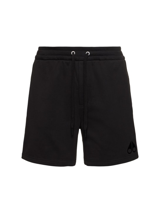 Moose Knuckles: Clyde cotton shorts - Nero - men_0 | Luisa Via Roma