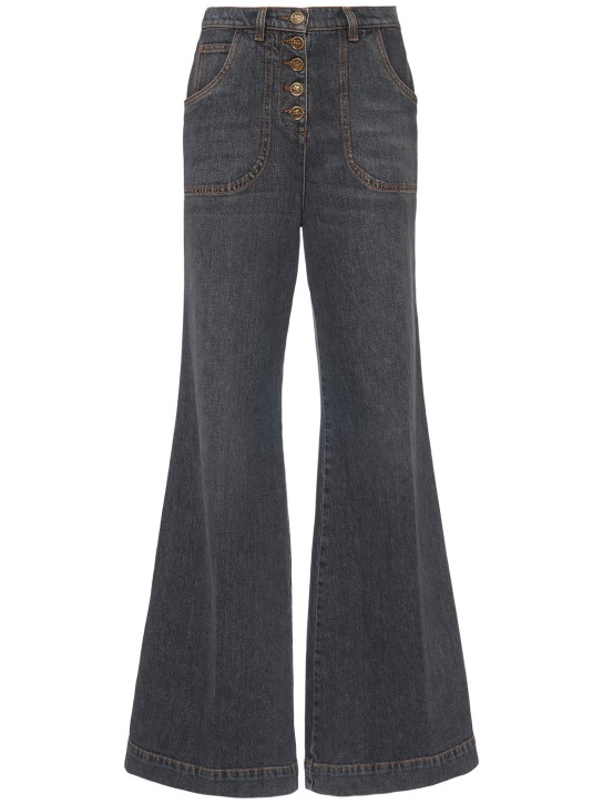 Etro: Denim high rise flared jeans - Washed Blue - women_0 | Luisa Via Roma