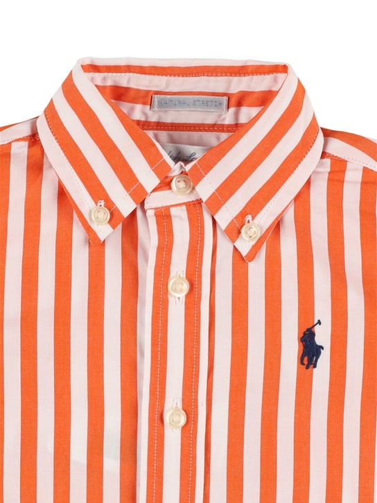 Ralph Lauren: Cotton poplin shirt & shorts - White/Orange - kids-boys_1 | Luisa Via Roma