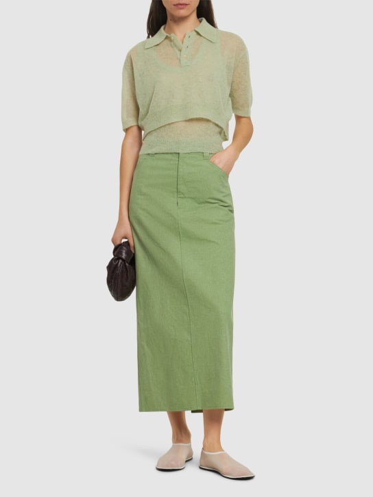 AURALEE: 棉质帆布迷笛半身裙 - 绿色 - women_1 | Luisa Via Roma