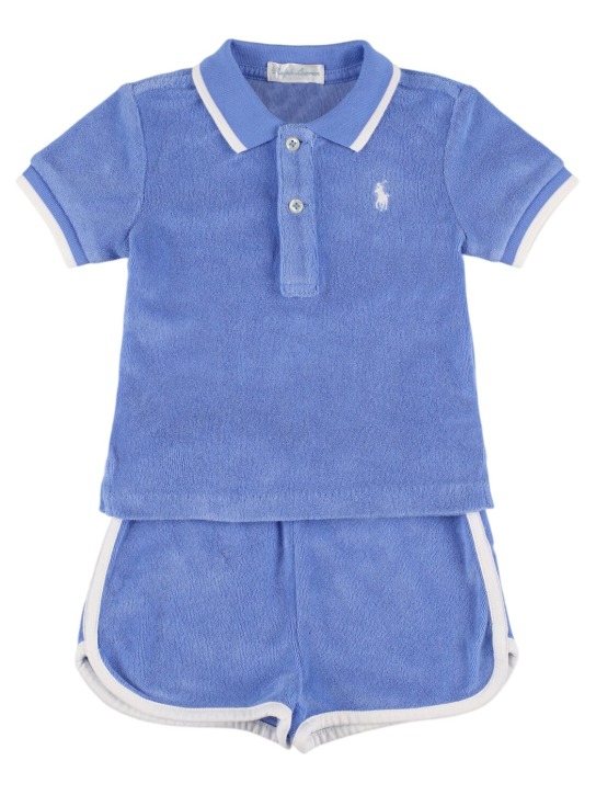 Polo Ralph Lauren: Polo & short en coton éponge - Bleu Clair - kids-boys_0 | Luisa Via Roma