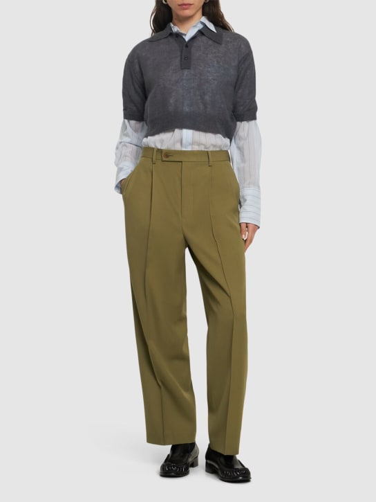 AURALEE: Pantalones de gabardina de lana - Caqui - women_1 | Luisa Via Roma