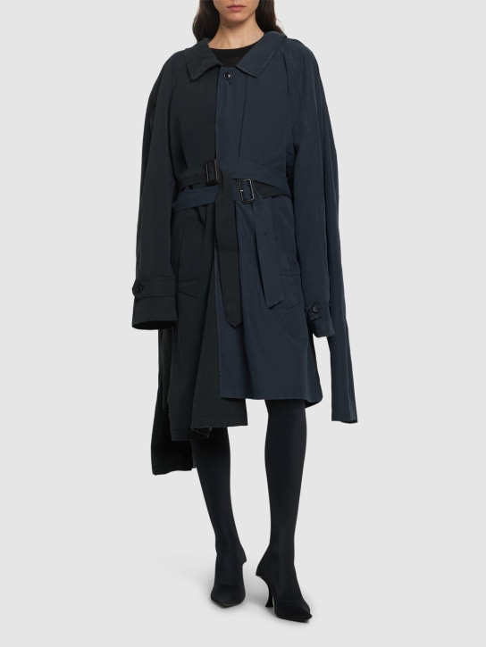Balenciaga: 双袖不对称大衣 - 黑色 - women_1 | Luisa Via Roma