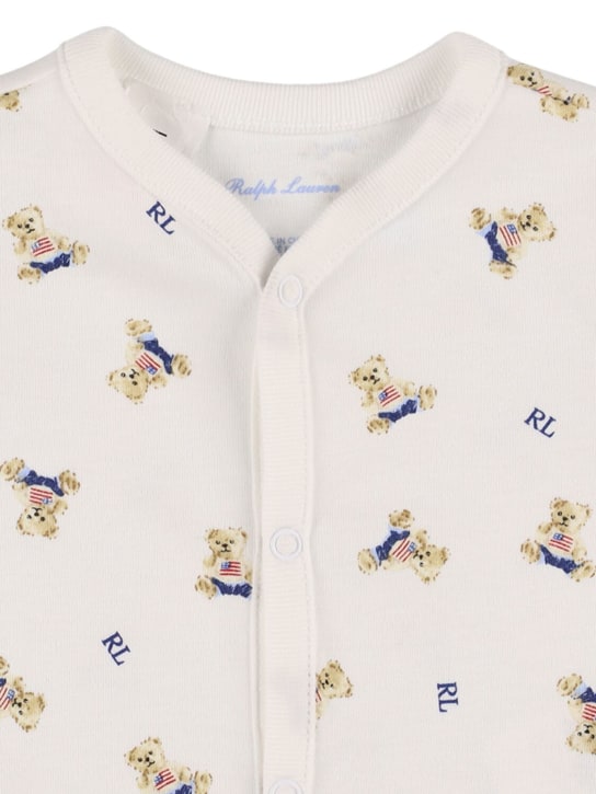 Polo Ralph Lauren: Bear print cotton interlock romper - Beyaz - kids-boys_1 | Luisa Via Roma