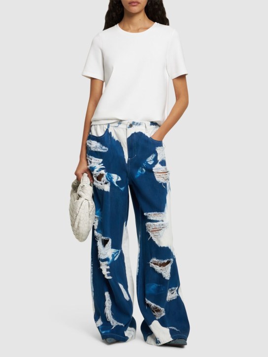 MITHRIDATE: Jeans larghi distressed stampati - Blu - women_1 | Luisa Via Roma