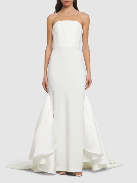 Solace London: Jodi woven crepe strapless maxi dress - White - women_1 | Luisa Via Roma