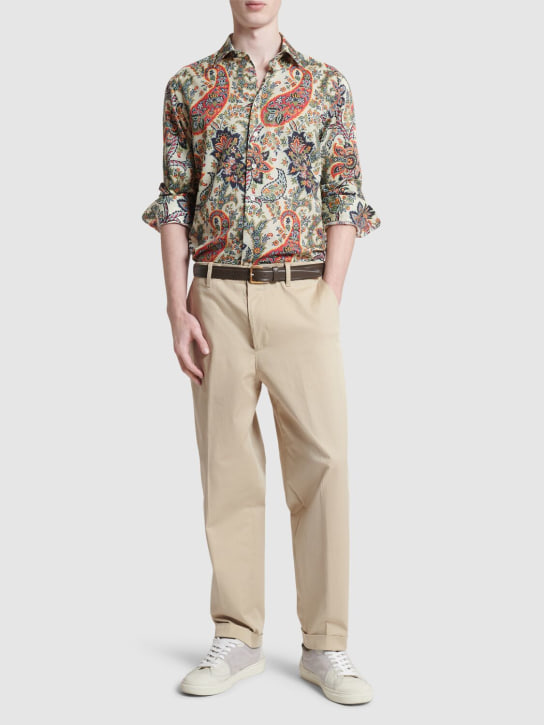 Etro: Camicia in cotone stampato - Multicolore - men_1 | Luisa Via Roma