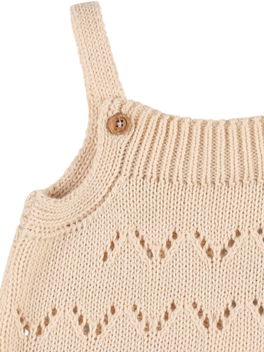 The New Society: Organic cotton knit bodysuit - Bej - kids-girls_1 | Luisa Via Roma