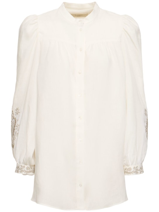 Weekend Max Mara: Carnia embroidered linen shirt - Ivory/Multi - women_0 | Luisa Via Roma