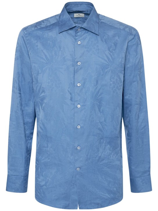 Etro: Cotton jacquard shirt - Blue - men_0 | Luisa Via Roma