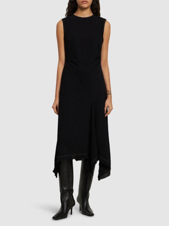 Acne Studios: Crepe gauze sleeveless midi dress - Black - women_1 | Luisa Via Roma