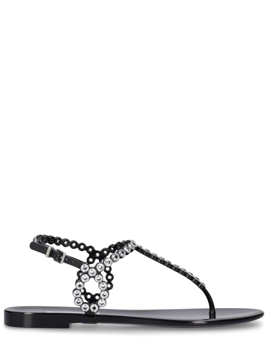 Aquazzura: 5mm hohe Sandalen mit Kristallen „Almost Bare“ - Schwarz - women_0 | Luisa Via Roma