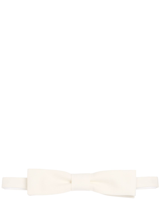 Saint Laurent: Rectangle cotton bow tie - Off White - men_0 | Luisa Via Roma