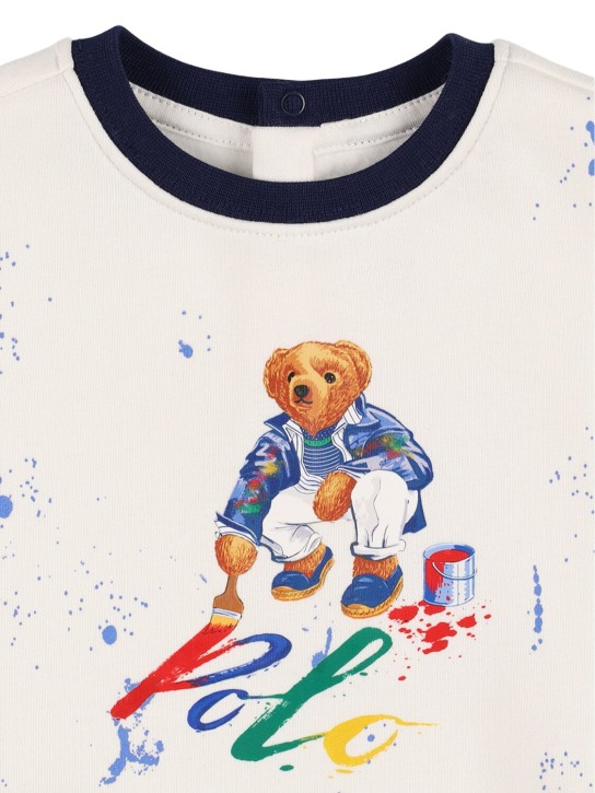 Polo Ralph Lauren: Ensemble de sport en coton à logo - Blanc/Noir - kids-boys_1 | Luisa Via Roma