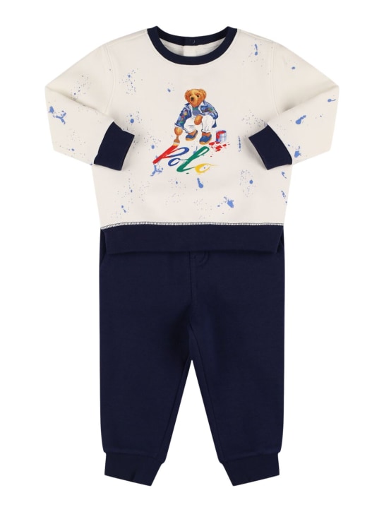 Polo Ralph Lauren: Sweatshirt und Trainingshose aus Baumwolle - Weiß/Schwarz - kids-boys_0 | Luisa Via Roma