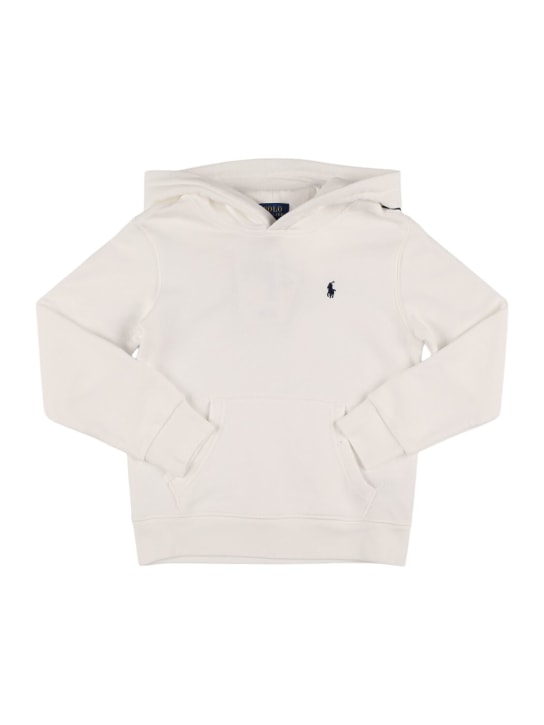 Ralph Lauren: Logo embroidery cotton blend hoodie - White - kids-boys_0 | Luisa Via Roma