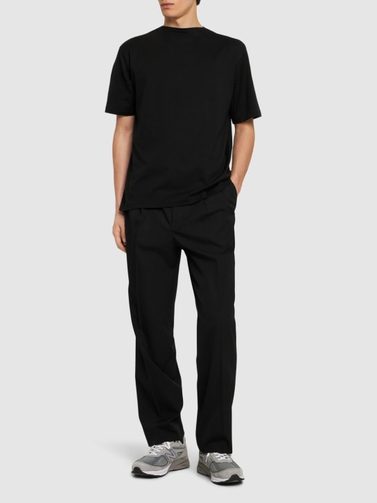 AURALEE: 棉质针织T恤 - 黑色 - men_1 | Luisa Via Roma