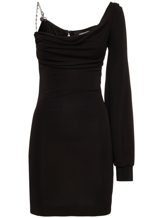 Dsquared2: Jersey one sleeve mini dress - Black - women_0 | Luisa Via Roma