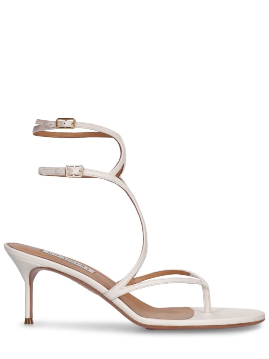 Aquazzura: 65mm Baia leather sandals - White - women_0 | Luisa Via Roma