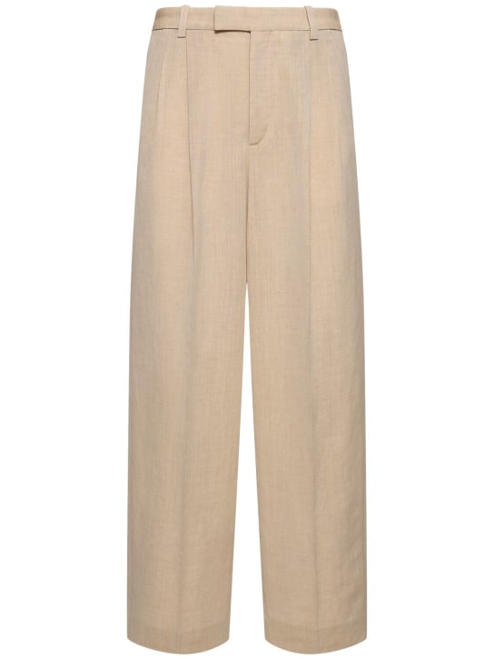 Jacquemus: Pantalones de lino y lana - Beige - men_0 | Luisa Via Roma