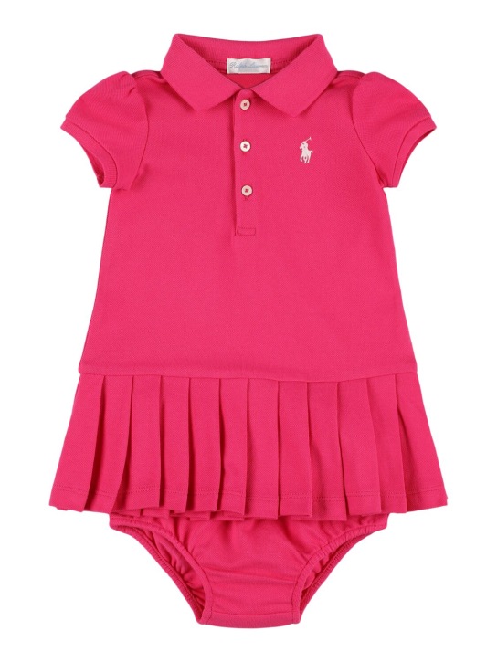 Ralph Lauren: Cotton blend piquet polo dress - Fuchsia - kids-girls_0 | Luisa Via Roma