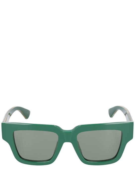 Bottega Veneta: Tri-fold square sunglasses - Yeşil - women_0 | Luisa Via Roma