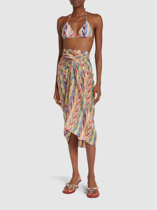 Etro: Jupe sarong midi en soie et coton imprimé - Multicolore - women_1 | Luisa Via Roma