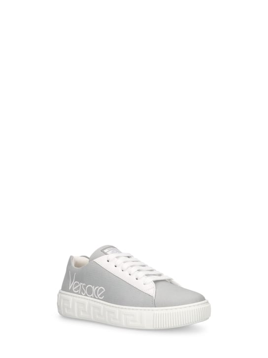 Versace: Leather lace-up sneakers - kids-girls_1 | Luisa Via Roma