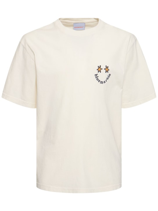 Bluemarble: Smiley print cotton jersey t-shirt - Beyaz - men_0 | Luisa Via Roma