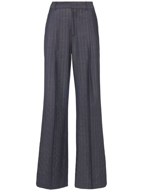 Etro: Wool suiting wide pants - Dark Grey - women_0 | Luisa Via Roma