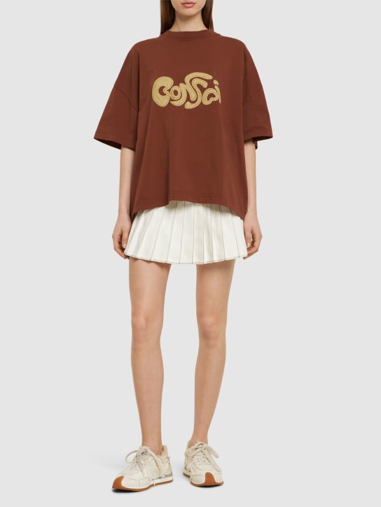 Bonsai: 로고 자수 오버사이즈 코튼 티셔츠 - 브라운 - women_1 | Luisa Via Roma
