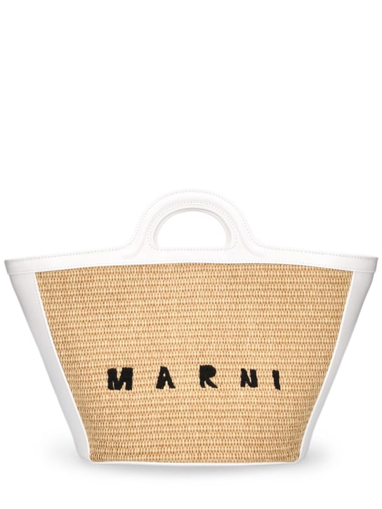 Marni: Small Tropicalia raffia effect bag - Sand Storm/Whit - women_0 | Luisa Via Roma