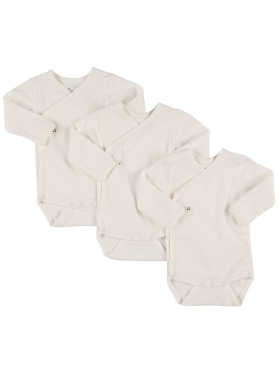 Bonpoint: Set of 3 cotton bodysuits - White - kids-girls_0 | Luisa Via Roma
