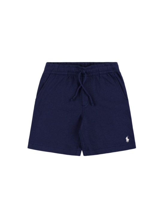 Polo Ralph Lauren: Shorts in felpa con ricamo logo - Blu Scuro - kids-boys_0 | Luisa Via Roma
