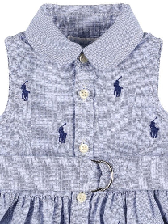 Polo Ralph Lauren: 코튼 포플린 셔츠 벨트 드레스 - 라이트 블루 - kids-girls_1 | Luisa Via Roma