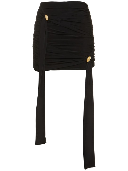 Blumarine: Minifalda de malla con anillo - Negro - women_0 | Luisa Via Roma