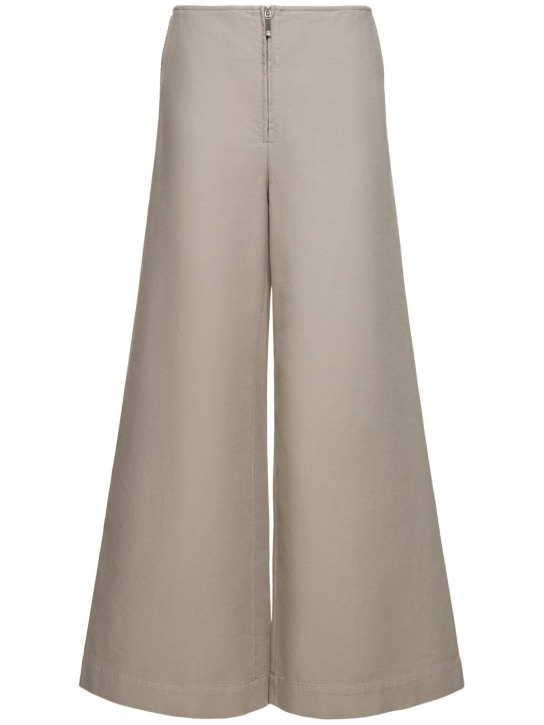 Toteme: Zipped organic cotton wide pants - Grey - women_0 | Luisa Via Roma