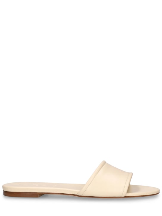 Aeyde: 10mm Sumi flat leather slide sandals - Cream - women_0 | Luisa Via Roma