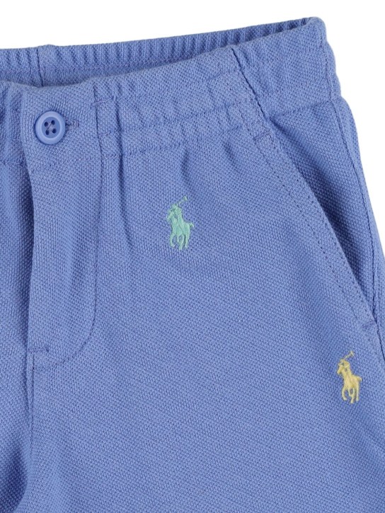 Polo Ralph Lauren: Short en coton à logo - Bleu - kids-boys_1 | Luisa Via Roma