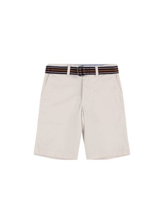 Ralph Lauren: Stretch cotton twill shorts - White - kids-boys_0 | Luisa Via Roma