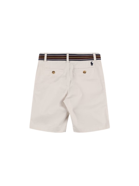 Ralph Lauren: Stretch cotton twill shorts - White - kids-boys_1 | Luisa Via Roma