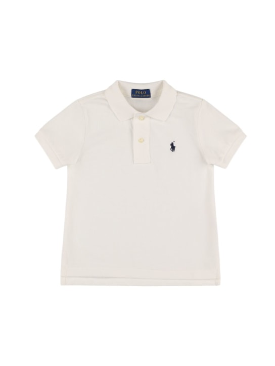 Polo Ralph Lauren: Cotton piquet polo shirt - Beyaz - kids-boys_0 | Luisa Via Roma