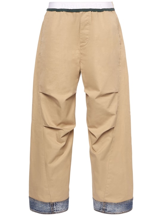 Dsquared2: Pantaloni chino ampi in twill di cotone - Beige - women_0 | Luisa Via Roma