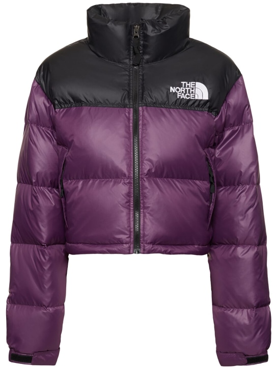 The North Face: Nuptse cropped down jacket - Purple - women_0 | Luisa Via Roma